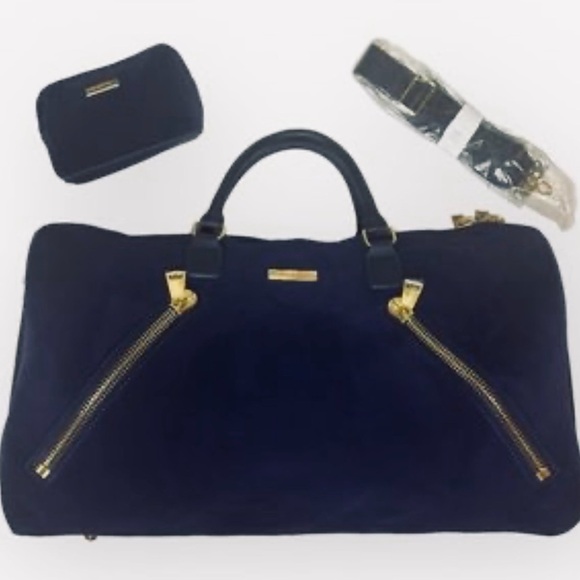 NEW Joy & IMAN Luxury Travel Set- Velvet + Leather Weekender Duffle & Sm bag - Picture 15 of 16